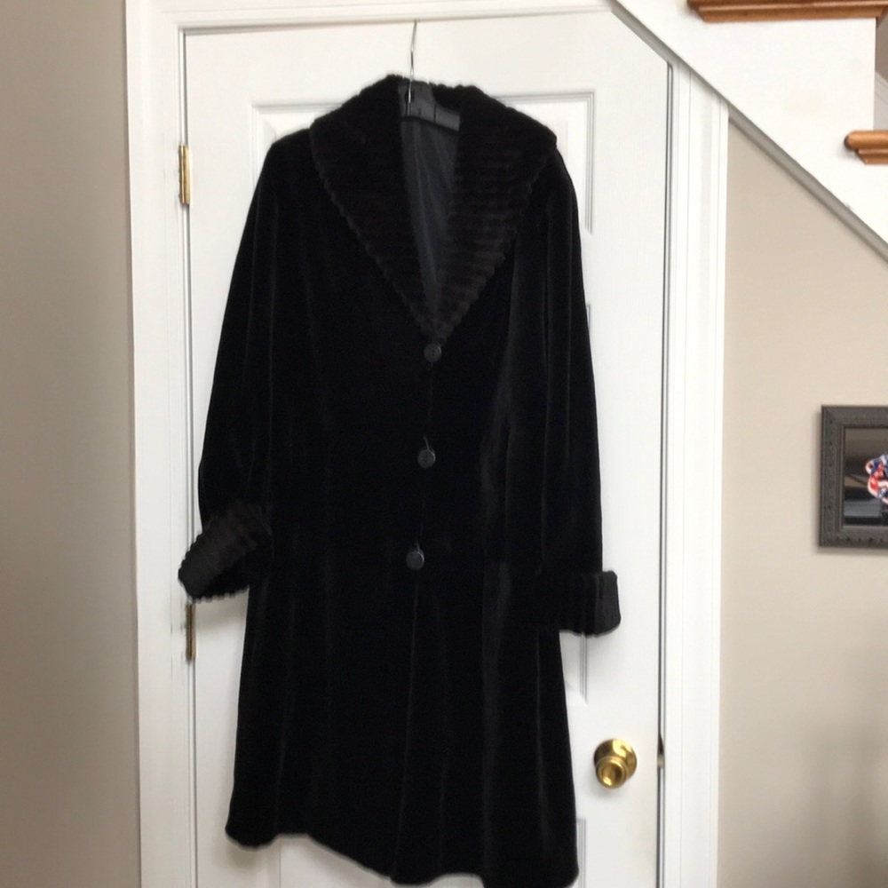 Full length designer black sheared mink coat